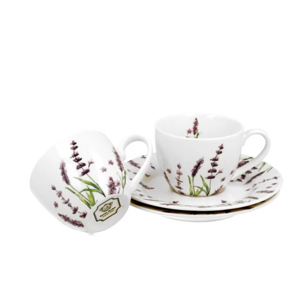 Set cu doua cesti espresso cu farfurii, 110 ml, Classic Lavender - imagine 2
