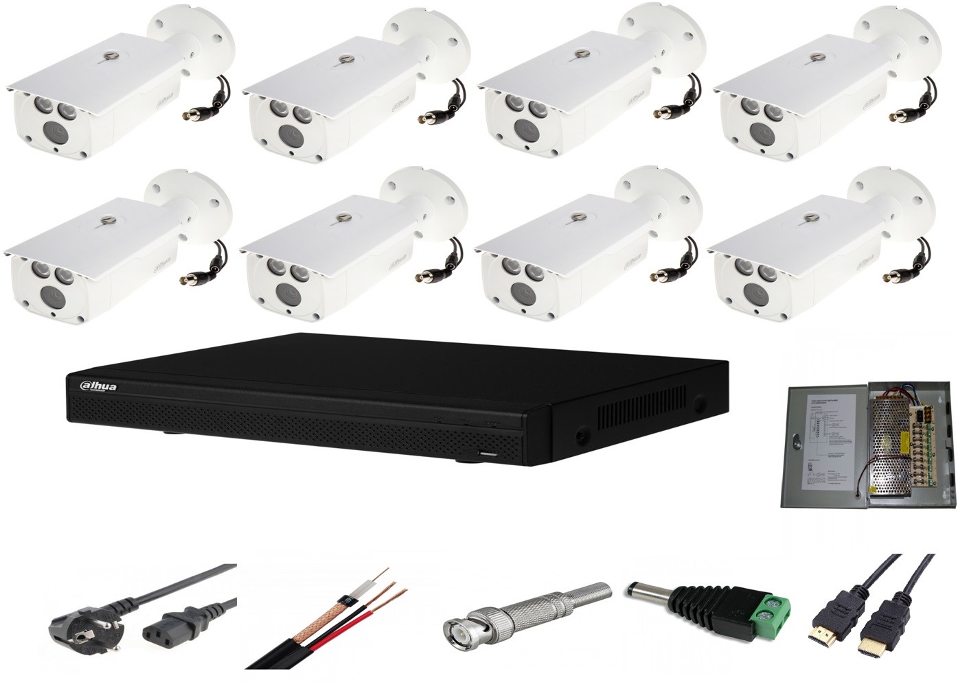 Sistem supraveghere video complet de exterior 8 camere Dahua 2MP Starlight IR 80m, CADOU cablu HDMI - imagine 2