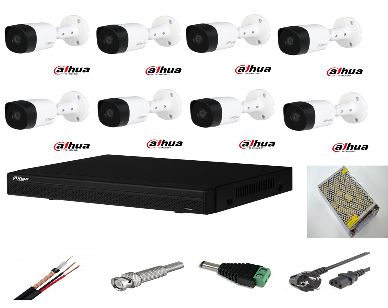Sistem supraveghere video exterior 8 camere Dahua 2MP, DVR Dahua, accesorii incluse full - imagine 5