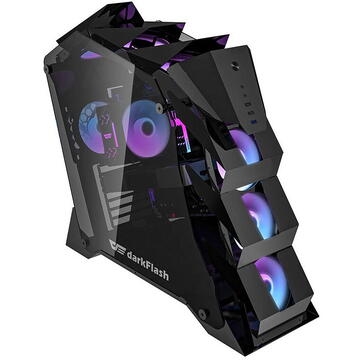 Carcasa PC darkFlash Knight K2, Middle Tower, ATX, M-ATX, ITX, negru