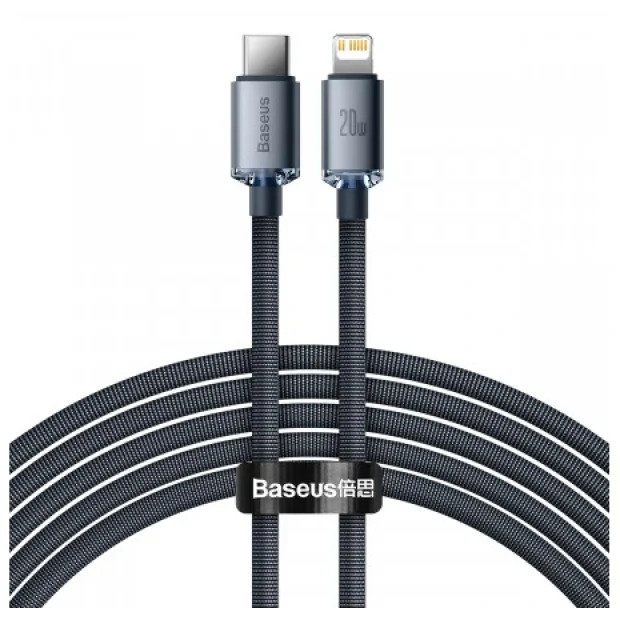 CABLU alimentare si date Baseus Crystal Shine, Fast Charging Data Cable pt. smartphone, Type-C la Lightning Iphone 20W, 2m, braided, negru CAJY000301"